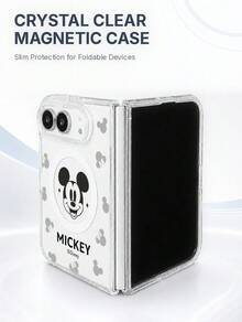 Miniso 手機殼，卡通塗鴉彩繪圖案，迪士尼米奇米妮保護殼，相容 iPhone 18duo，情侶中性風格，極簡透明 MagSafe 磁吸時尚可折疊手機殼 - 無色 - 查看 2