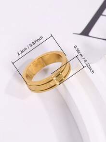 1pc Stainless Steel 18K Gold Plated 520 1314 Engraved Double Groove Textured Wide Band Ring I Love You Forever Finger Ring Suitable For T-Shirt Shirt Suit And Other Daily Outfits Versatile Elegant Accessory - 520 1314 Engraved Ring - View 2