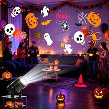 1pc LED Halloween Projector Light, Atmosphere Decoration Lamp, Indoor Projection Light With Ghost, Pumpkin, Clown, Spider And Other Multiple Patterns, Suitable For Bedroom, Ceiling, Holiday Party, Halloween Decoration, USB Powered - Multicolor - View 7