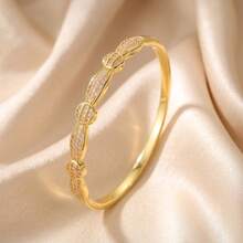 3/1pcsGold‑Tone Stainless Steel Bangle, Snake‑Textured Design, Style, Adds Extra Fashion Sense To Outfits - Gold - View 10