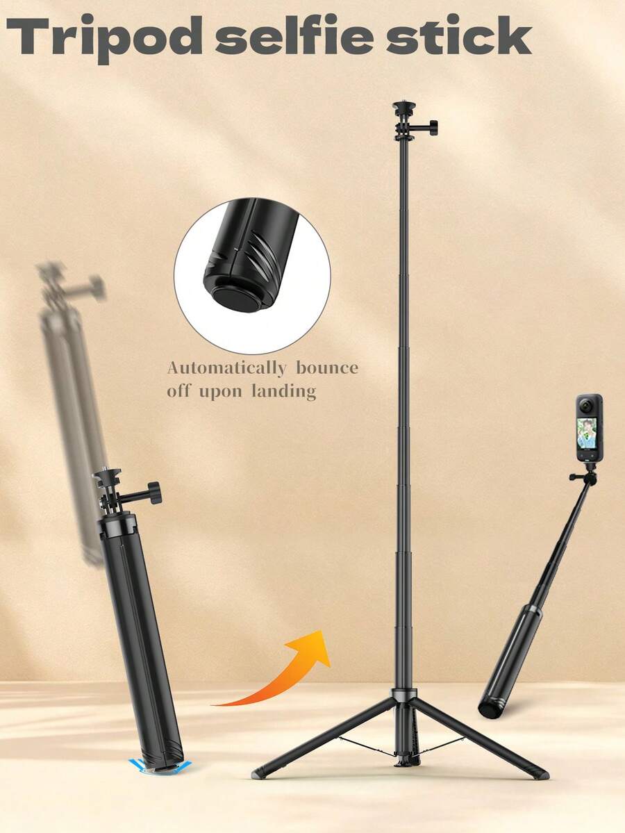 160 Cm Motion Camera/Mobile Phone Tripod Selfie Stick, Ground-Contacting Automatic Pop-Up Portable Stand, Magnetic Quick-Release And Other Accessories Available For Selection. Compatible With DJI, . Suitable For Travel Video Shooting.