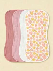 4pcs/Set Newborn Baby Burp Cloths, Soft Absorbent Plain & Pink Color Bibs, Essential Daily Necessities For All Seasons - Multicolor - View 16