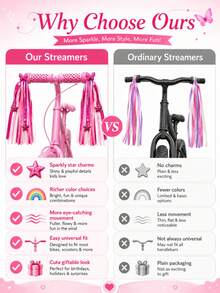 1 Pair New Bicycle Handlebar Star Ribbon, Electric Bike Motorcycle Handlebar Ribbon, Handlebar Tassel Ribbon, Bicycle Handlebar Decoration Accessories, Balance Scooter Skateboard Handlebar Universal Decoration Ribbon - Multicolor - View 8