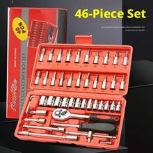 Multi-Specification Socket Wrench Tool Set, 46/53pcs, Vanadium Steel Ratchet Wrench Kit, Multi-Purpose Automotive Repair And Home Maintenance Hand Tool Set, With Portable Hard Shell Storage Box - A - View 1