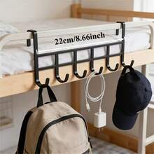 1pc Over-The-Door Hook Storage Rack, Bathroom Door Back Hook, Sturdy & Durable Quiet Door Back Coat Rack, Metal Material, Multi-Hook Design, Space-Saving & Easy To Install, Suitable For Bedroom, Laundry Room, Towel Rack - Multicolor - View 10