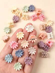 80/100pcs Children's Morandi Color Daisy Mini Hair Clips, Multi-Functional Daily Hair Accessories (Random Color & Style) - Multicolor - View 2