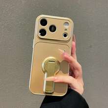 (Order And Follow Store To Get Free Lanyard) 360° Rotatable Bar Stand New Metallic Paint Corning Phone Case + Hand Strap Phone Case / Suitable For Honor 600, Apple 18 Pro Max/18 Pro/18/17 Pro Max/16 Pro Max/15 Pro Max/14 Pro Max/13 Pro Max/12 Pro Max/11 Pro Max/XS Max, S25/S24, 17T, Honor, Moto - Gold - View 2