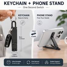 2pcs Foldable Mini Keychain Phone Stand, Spring Hook Portable Travel Phone Holder, Compatible With IPhone And All Smartphones Under 8 Inches (Plastic Material) - A - View 9
