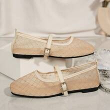 Rhinestone Buckle Heart Bohemian Mary Jane Shoes Party All Season - Champagne - View 5