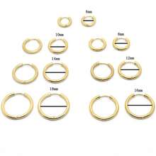 Stainless Steel Earring Set, Unisex, Stackable, Cartilage Hoop Earrings, Lobe Hinge Earrings, Small Earring Set - Gold - View 2