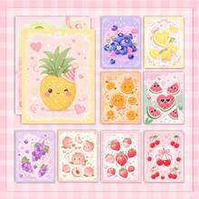 10pcs Cute Fruit Self Adhesive Stickers, Colorful Cherry Strawberry Grape Lemon Pineapple Decorative Decals For Notebook, Wall, Cabinet, Gift Box & DIY Decor - 10Pcs - View 12