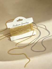 2m/5m Per Pack DIY Handmade Necklace Bracelet Jewelry Loose Chain Accessories, 304 Stainless Steel Color-Preserving Flat Side Chain, Suitable For Sweater Chain, Collarbone Chain, Bracelet Making - Side Flat Chain - View 1