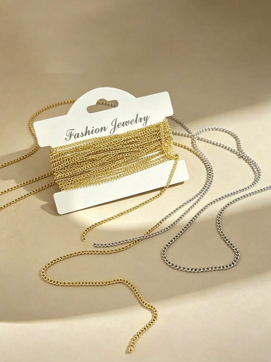2m/5m Per Pack DIY Handmade Necklace Bracelet Jewelry Loose Chain Accessories, 304 Stainless Steel Color-Preserving Flat Side Chain, Suitable For Sweater Chain, Collarbone Chain, Bracelet Making - Side Flat Chain - View 1