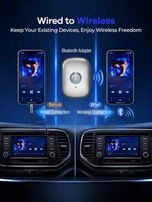 REMAX 車載Bluetooth音訊接收器，將有線汽車音響變成無線，支援Bluetooth音樂播放、免提通話、自動重新連接，3.5mm轉接器兼容喇叭及耳機，汽車配件、車用必需品、車內用品 - 銀色 - 查看 3