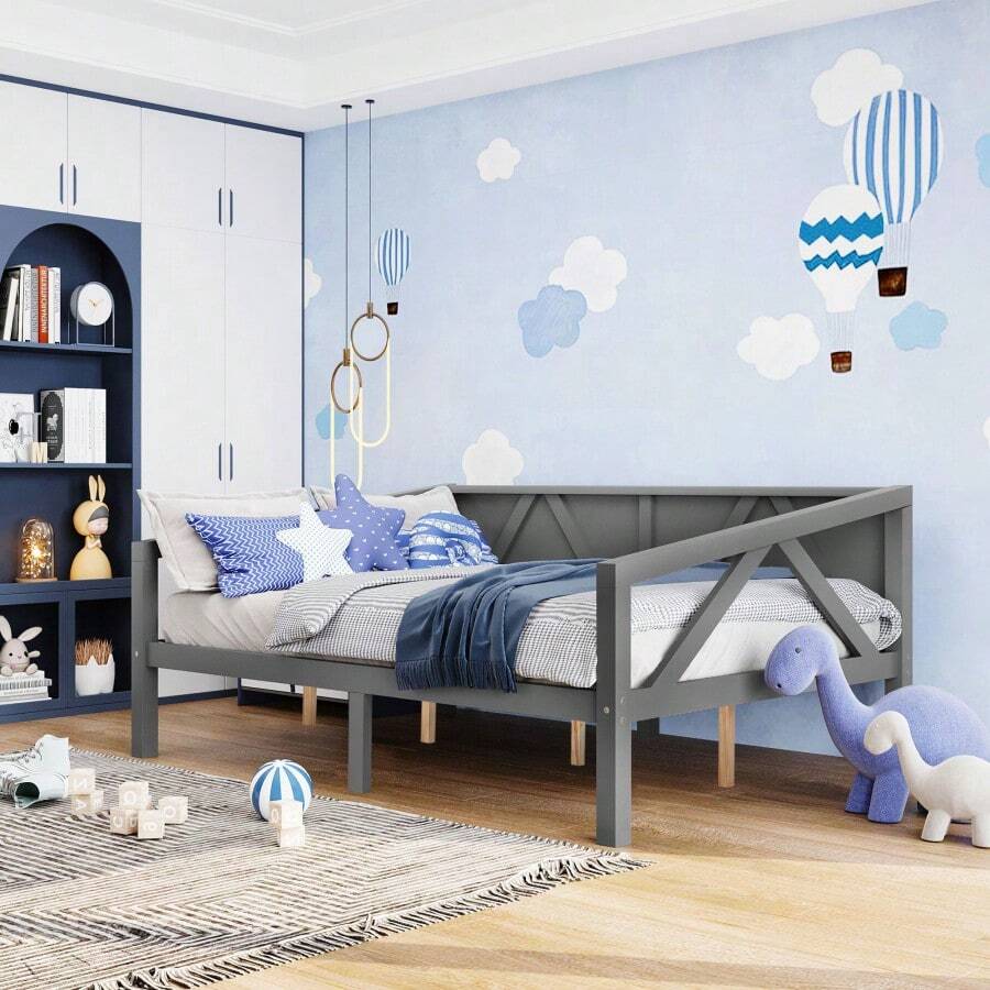 Full Size Daybed Gray - Gray + Solid Wood + Full1 - View 1