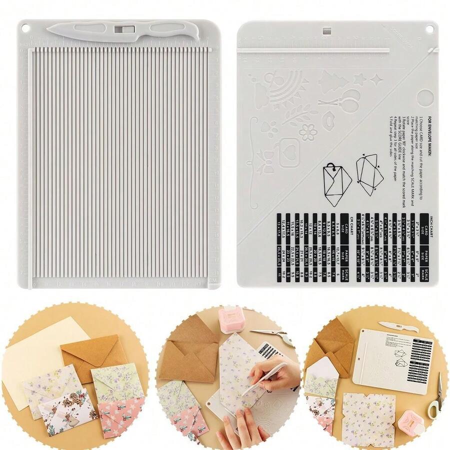 6.4"X 8.5" Mini Scoreboard, Multi-Function Creasing Board With Bone Folder And Guide Bar, Suitable For Card Making, Paper Craft Projects, Multi-Function Creasing Board And Creasing Folding Tool
