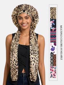 1pc Women's Long Elastic Printed Sleep Cap, Dreadlock Sleeve Hair Protection Cap, Beauty Care Makeup Cap, Suitable For Daily Use - Multicolor - View 1