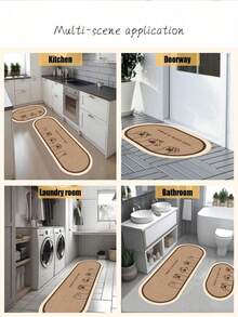 1pc Cute Cat‑Paw Gesture Print Pattern Kitchen Mat, 3.5 Mm Soft Rubber That Absorbs Water And Is Easy To Clean. Suitable For Corridors, Bathrooms, Living Rooms, Outdoor Door Mats, And Toilets. Useable Throughout The Year And For Various Holidays. - Multicolor - View 7