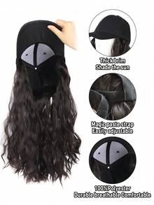 Topi Baseball Wanita dengan Wig Keriting Panjang, Aksesori Rambut Praktis Satu Bagian yang Cocok untuk Pemakaian Sehari-hari dan Aktivitas Luar Ruangan. - MultiWarna - View 3