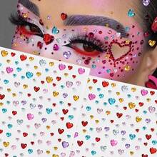 ملصقات جوهرة لامعة ثلاثية الأبعاد بألوان عقدة الفراشة ، ملصقات قلب ونجمة براقة، تصميم حجر راين ماسي ذاتي اللصق، مناسبة للمكياج والملابس، ديكور وجه ماسي متعدد الألوان، مثالية لعيد الحب والعطلات والحفلات والفعاليات - متعدد الألوان - مشاهدة 5