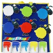hoojojo 17Pcs Blue Sheep Felt Story Set, Montessori Teaching Aids, Color Sorting Game, English Reading Storytelling Props, Classroom Learning Supplies, Teacher Teaching Aids, Parent-Child Interactive Game - Multicolor - View 11