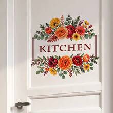 1pc Autumn Rose Kitchen Sign Wall Sticker, Suitable For Home Kitchen Renovation, B&B Restaurant Decor, Cafe Back Kitchen Door Creative Decorative Sticker - Autumn-style Rose - View 3