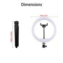 Borriig 12 Inch Desktop Ring Light With 19cm Tripod And Phone Holder, 3 Color Modes Dimmable Beauty Fill Light, Suitable For Live Streaming, Selfie, Makeup - 12-inch Ring Light + 19cm Bracket - View 8