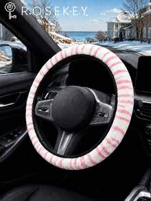 ROSEKEY 1PC Elastic Cow-Print Plush Steering Wheel Cover, Soft And Non-Slip Car Steering Wheel Protector Without Inner Rim, Cute Car Interior Cover For Women, Suitable For Sedans, SUVs And Trucks, Comfort Car Accessory.,Car Accessories For Women. - A - View 1