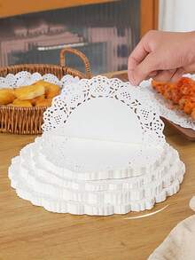 50/100/200pcs Round Lace Doilies, Lace Cupcake Liners, Used For Fried Foods, Desserts, Cookies, Party, Wedding, Table Decoration, Cookie And Cake Liners - Multicolor - View 4