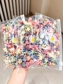 80/100pcs Children's Morandi Color Daisy Mini Hair Clips, Multi-Functional Daily Hair Accessories (Random Color & Style) - Multicolor - View 6
