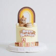 1/3/9件套棕熊蛋糕装饰礼盒，泰迪熊主题蛋糕DIY装饰，适用于生日、婚礼、派对、婴儿派对、情人节 - 彩色 - 查看 13
