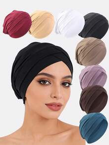 1pc Women's Criss-Cross Elastic Beanie Hat, Base Cap, Suitable For Daily Use,Summer,Beach,Holiday,Travel - Multicolor - View 2