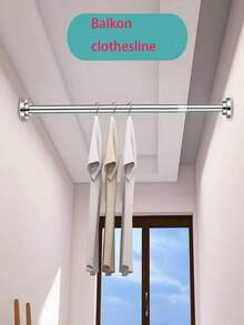 1pc Extra Long Stainless Steel Telescopic Shower Curtain Rod, Curtain Rod, Door Curtain Rod, Closet Rod, Shower Rod, Tension Rod, Clothes Drying Rod, Pull Rod, Curtain Rod, Closet Hanging Rod, Extendable Rod, Laundry Drying Rod, Hanging Rod Bracket, Kitchen Utensil Storage Rod, Black Room Divider, Spring Curtain Rod, Spring Shower Rod, No Drilling Required, Adjustable Bathroom Divider Spring Rod - A - View 13