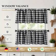 BDK-W6125 New Plaid Curtain, Multi-Color Options, Durable, Easy Care, Suitable For Kitchen Cooking, Floral Arranging, Catering Services And Other Scenarios, Comfortable And Practical With Aesthetic Appeal - Black and White Checkered Pattern - View 2