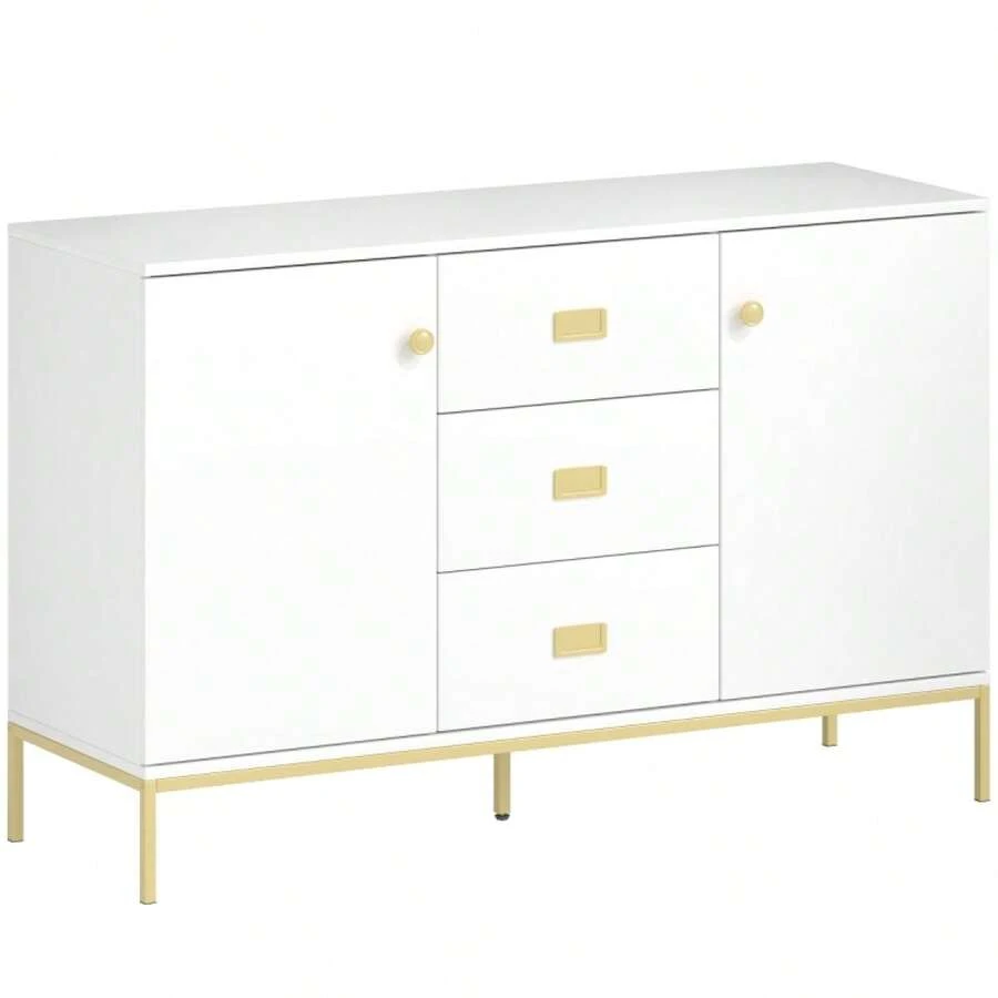 Modern White And Gold Sideboard On-Site - White + Engineered Wood - View 1