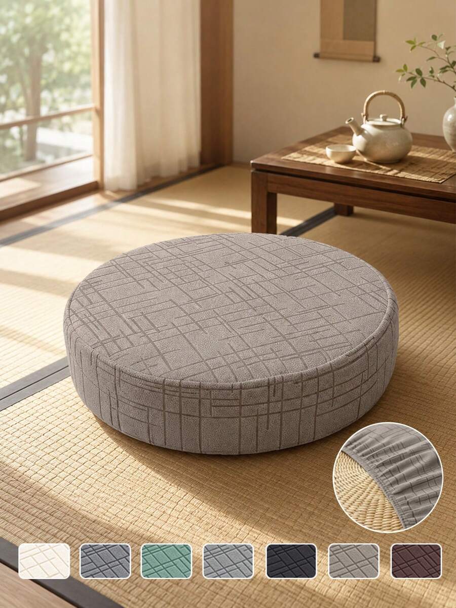 1PC Round Ottoman Covers Jacquard Sofa Ottoman Stool Slipcover All-Inclusive Elastic Putua Tatami Cushion Cover Pouf Cover For Living Room - Multicolor - View 1
