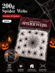 Halloween Spider Web Decor, Halloween Haunted House Graveyard Spider Web Strings With Fake Spiders, Halloween Decoration Props For Party, Costume, Photography Backdrop, Perfect Halloween Gift - Multicolor - View 13