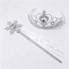 2pcs Multi-Color Optional, Heart Crown Magic Wand Set, Princess Style Cos Party Costume Accessories, Christmas Decoration,Halloween - White - View 8
