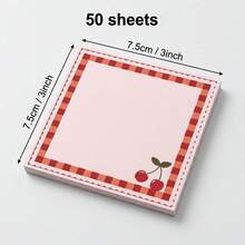 4-Piece Set (4 Designs, 50 Sheets Each) Cherry Sticky Notes 3x3 Inch Cherry Memo Pads Adhesive Notes School Office Home Supplies Student Teacher Gifts - 3*3Inches - View 12