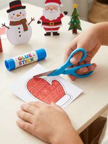Christmas Scissor Skills Activity Book For Kids, 20 Paper Cuts Early Educational Learning Toy, Creative Fine Motor Skills Development & Artistic Training, Holiday Party Game & Hand-Eye Coordination Gift For Toddlers, Perfect Birthday/Christmas Gift - Red - View 6