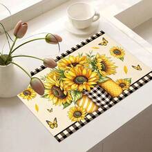 (Hot !!) 1pc Sunflower 2D Printed Flat Stove Protector Mat, Rubber Non-Slip Heat-Resistant Stove Cover Pad, Suitable For Induction Cooktop, Glass Stove, Multi-Function Anti-Scratch Mat, Best Choice For Oven, Washing Machine, Dryer, Kitchen Decor - Multicolor - View 16