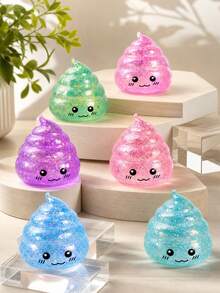 Random Color Funny Poop Shaped Squeeze Toy, Colorful Glitter Poop Slow Rebound Stress Ball, Decompression Finger Sensory Toy, Simulated Poop Release Toy, Prank Toy, Gift Bag Filler, Desktop Decoration, Birthday Gift, Party Favor - Cute Poop - View 2