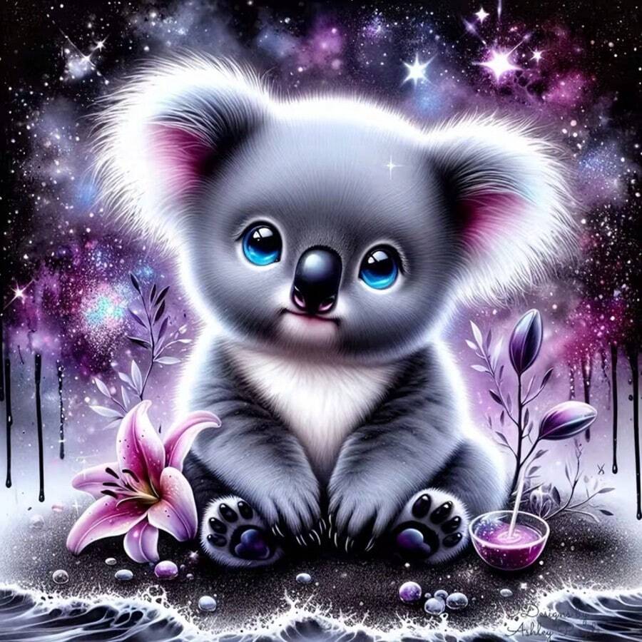 1PC DIY 5D Diamond Painting Kit Cute Koala Pattern - Round Full Diamond Art Mosaic Craft, Home Wall Decor, Unframed - No Frame - View 1