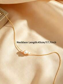 1pc Minimalist Elegant Faux Pearl Necklace, Suitable For Women's Daily Wear - Pearl Necklace - View 2
