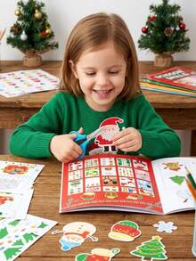 Christmas Scissor Skills Activity Book For Kids, 20 Paper Cuts Early Educational Learning Toy, Creative Fine Motor Skills Development & Artistic Training, Holiday Party Game & Hand-Eye Coordination Gift For Toddlers, Perfect Birthday/Christmas Gift - Red - View 7