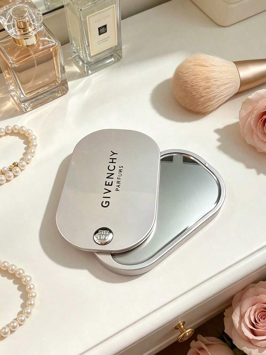 Givenchy Parfums Square Portable Handheld Travel Makeup Mirror With 4G Logo Compact Pocket Cosmetic Mirror For Daily Touch‑Up Elegant Women Holiday Gift - White - View 1
