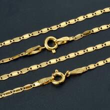 14k Gold Plated Copper Chain Necklace, Minimalist Design, Women - Gold 1 - View 1