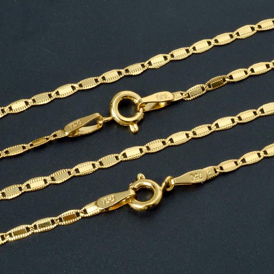 14k Gold Plated Copper Chain Necklace, Minimalist Design, Women - Gold 1 - View 1
