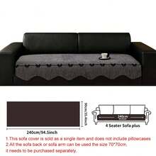 SANMOSPIN 1pc Solid Color Chenille Shaped Sofa Cover, Bowknot Decor Sofa Cushion, All-Season Sofa Cover, Pet-Friendly Sofa Protector, Machine Washable, Hand Washable, Bedroom, Office, Living Room Furniture Protection Pad - Home Decor Sofa Cover - Dark Grey - View 14