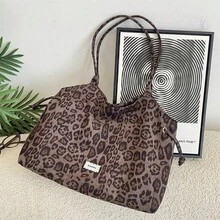 1件豹紋女款托特包，手提包，購物袋，大容量多功能收納包，適合母親、學生、上班族 - 彩色 - 查看 10